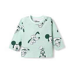 Babyhug Disney Single Jersey Knit Full Sleeves T-Shirt & Pyjama Night Suit With Mickey Mouse Print - Light Green