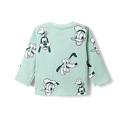 Babyhug Disney Single Jersey Knit Full Sleeves T-Shirt & Pyjama Night Suit With Mickey Mouse Print - Light Green