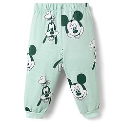 Babyhug Disney Single Jersey Knit Full Sleeves T-Shirt & Pyjama Night Suit With Mickey Mouse Print - Light Green