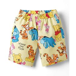 Babyhug Disney 100% Cotton Knit Half Sleeves Co-Ords Shirt & Shorts Night Suit With Winnie & Friends Print - Yellow