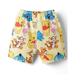 Babyhug Disney 100% Cotton Knit Half Sleeves Co-Ords Shirt & Shorts Night Suit With Winnie & Friends Print - Yellow