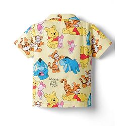 Babyhug Disney 100% Cotton Knit Half Sleeves Co-Ords Shirt & Shorts Night Suit With Winnie & Friends Print - Yellow