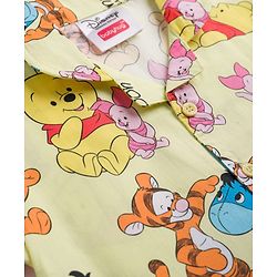 Babyhug Disney 100% Cotton Knit Half Sleeves Co-Ords Shirt & Shorts Night Suit With Winnie & Friends Print - Yellow