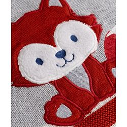 Babyhug 100% Cotton Knit Full Raglan Sleeves Fox Embroidered Sweater Set With Cap - Red