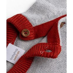 Babyhug 100% Cotton Knit Full Raglan Sleeves Fox Embroidered Sweater Set With Cap - Red