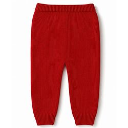 Babyhug 100% Cotton Knit Full Raglan Sleeves Fox Embroidered Sweater Set With Cap - Red
