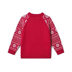 Babyhug 100% Cotton Knit Full Raglan Sleeves Reindeer Designed Sweater Set with Cap - Red