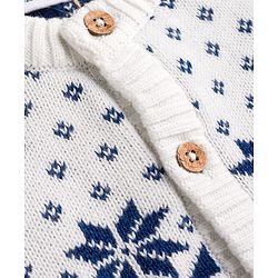 Babyhug 100% Cotton Knit Full Sleeves Floral Designed Front Open Sweater Set with Cap - Navy