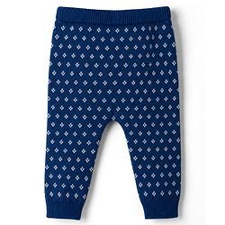 Babyhug 100% Cotton Knit Full Sleeves Floral Designed Front Open Sweater Set with Cap - Navy