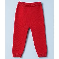 Babyhug 100% Cotton Knit Full Sleeves Dear Applique Sweater Set with Cap - Red