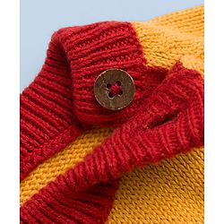 Babyhug 100% Cotton Knit Full Sleeves Dear Applique Sweater Set with Cap - Red