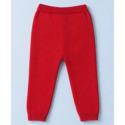Babyhug 100% Cotton Knit Full Sleeves Dear Applique Sweater Set with Cap - Red