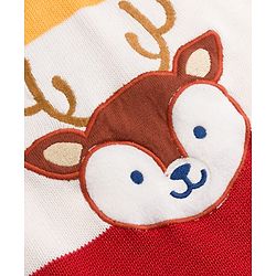 Babyhug 100% Cotton Knit Full Sleeves Dear Applique Sweater Set with Cap - Red
