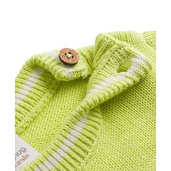Babyhug Organic 100% Cotton Knit Full Sleeves Striped & Zebra Designed Sweater Set With Cap- Lime Green