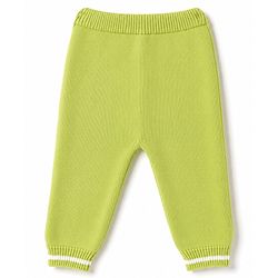 Babyhug Organic 100% Cotton Knit Full Sleeves Striped & Zebra Designed Sweater Set With Cap- Lime Green