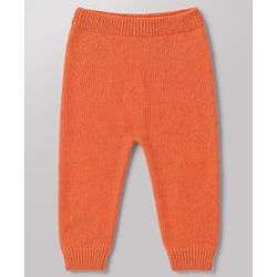 Babyhug Organic 100% Cotton Knit Full Sleeves Striped & Zebra Designed Sweater Set With Cap- Rust Orange