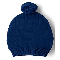 Babyhug 100% Cotton Knit Full Raglan Sleeves Penguin Designed Sweater Set with Cap - Navy & Grey