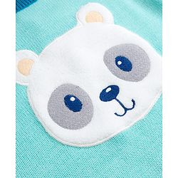 Babyhug 100% Cotton Knit Full Raglan Sleeves Striped Sweater Set with Cap & Bear Face Applique - Blue