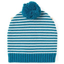 Babyhug 100% Cotton Knit Full Raglan Sleeves Striped Sweater Set with Cap & Bear Face Applique - Blue
