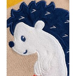 Babyhug 100% Cotton Knit Full Sleeves Animal & Butterfly Embroidered Sweater Set With Cap - Navy Blue