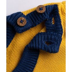 Babyhug 100% Cotton Knit Full Sleeves Animal & Butterfly Embroidered Sweater Set With Cap - Navy Blue