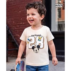 Babyhug Disney Single Jersey Knit Half Sleeves T-Shirt WIth Micky Mouse Graphic - Multicolor