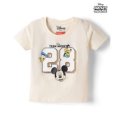 Babyhug Disney Single Jersey Knit Half Sleeves T-Shirt WIth Micky Mouse Graphic - Multicolor