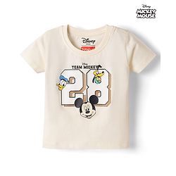 Babyhug Disney Single Jersey Knit Half Sleeves T-Shirt WIth Micky Mouse Graphic - Multicolor