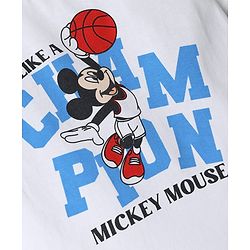 Babyhug Disney 100% Cotton Knit Half Sleeves T-Shirt With Mickey Mouse Graphic - White