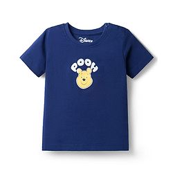 Babyhug Disney Cotton Knit T-Shirt Half Sleeve Round Neck Winnie The Pooh Graphic Navy Blue 3-6 Months