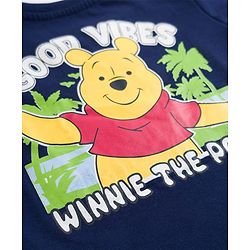 Babyhug Disney Cotton Knit T-Shirt Half Sleeve Round Neck Winnie The Pooh Graphic Navy Blue 3-6 Months