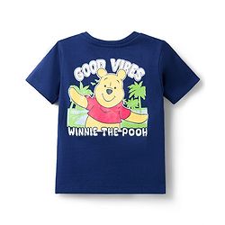 Babyhug Disney Cotton Knit T-Shirt Half Sleeve Round Neck Winnie The Pooh Graphic Navy Blue 3-6 Months