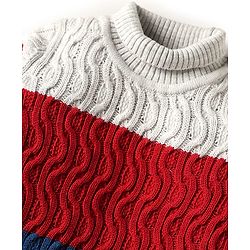 Babyhug Knit Full Sleeves Pullover Sweater Cable Knit Design - Red