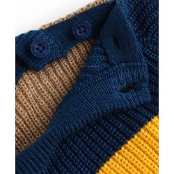 Babyhug Knit Full Sleeves Sweater Set With Block Design - Navy Blue