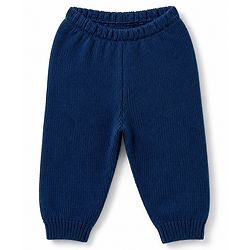 Babyhug Knit Full Sleeves Sweater Set With Block Design - Navy Blue