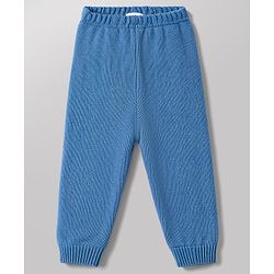 Babyhug Knitted Full Sleeves Striped & Car Designed Sweater Set - Blue