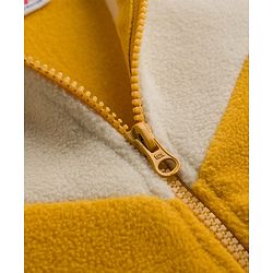 Babyhug Fur Full Sleeves Hooded Sweat Jacket & Lounge Pant Set with Cut & Sew & Colour Block Design - Mustard & Cream