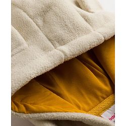 Babyhug Fur Full Sleeves Hooded Sweat Jacket & Lounge Pant Set with Cut & Sew & Colour Block Design - Mustard & Cream