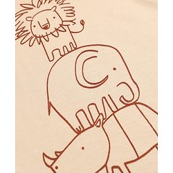Babyhub 100% Cotton Interlock Knit Full Sleeves Stripped Jhablas with Hippo Elephant Lion Print Pack of 3 - Dark Red, Limegreen & Cream