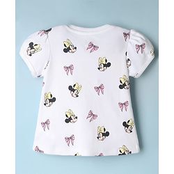 Babyhug Disney Cotton Knit Half Sleeves T-Shirts with Minnie Mouse Print Pack of 2  - White & Yellow