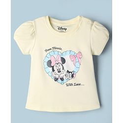 Babyhug Disney Cotton Knit Half Sleeves T-Shirts with Minnie Mouse Print Pack of 2  - White & Yellow