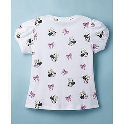 Babyhug Disney Cotton Knit Half Sleeves T-Shirts with Minnie Mouse Print Pack of 2  - White & Yellow