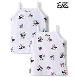Babyhug Disney Single Jersey Knit Sleeveless Slips With Minnie Mouse Graphics Pack of 2 - White