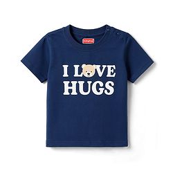 Babyhug 100% Cotton Knit Half Sleeves T-Shirt & Pyjama Night Suit Bear & Text Print -Navy