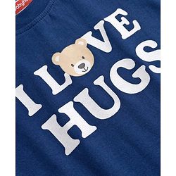 Babyhug 100% Cotton Knit Half Sleeves T-Shirt & Pyjama Night Suit Bear & Text Print -Navy