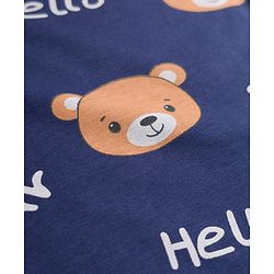 Babyhug Cotton Knit Full Sleeves T-Shirt & Pyjama Co-ords Night Suit With Teddy Bear Print - Navy Blue