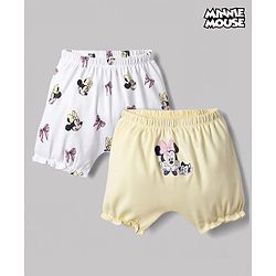 Babyhug Disney Single Jersey Knit Bloomer With Minnie Mouse Graphic Pack of 2 - White & Yellow