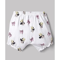 Babyhug Disney Single Jersey Knit Bloomer With Minnie Mouse Graphic Pack of 2 - White & Yellow