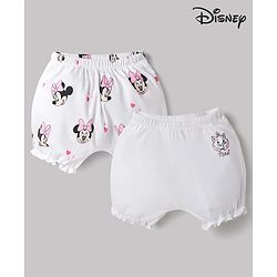Babyhug Disney Single Jersey Knit Bloomers With Minnie Mouse & Marie Graphic Pack Of 2  - White