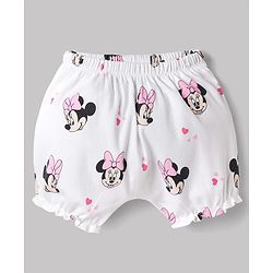 Babyhug Disney Single Jersey Knit Bloomers With Minnie Mouse & Marie Graphic Pack Of 2  - White